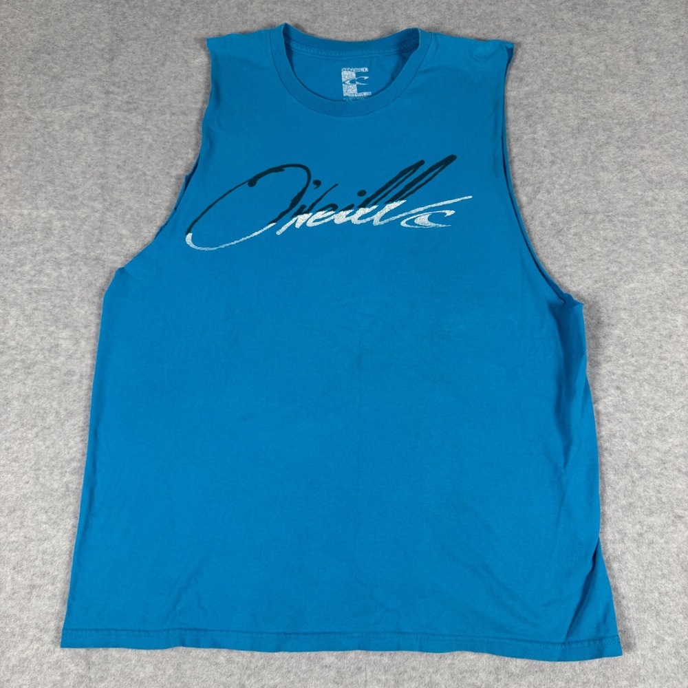 O'Neill Muscle Tank Top Mens Large Blue Graphic Logo Surf Skate Streetwear Shirt